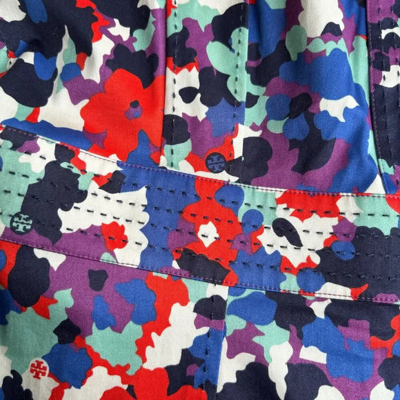 NWT Tory Burch Berdine Abstract Floral Logo Print Dress Amethyst Duriez Size 10 - Picture 7 of 10
